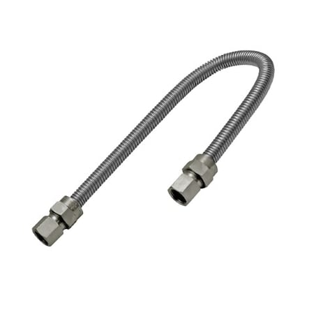 Flextron Gas Line Hose 1/2'' O.D. x 30'' Length with 1/2" FIP Fittings, Stainless Steel Flexible Connector FTGC-SS38-30B